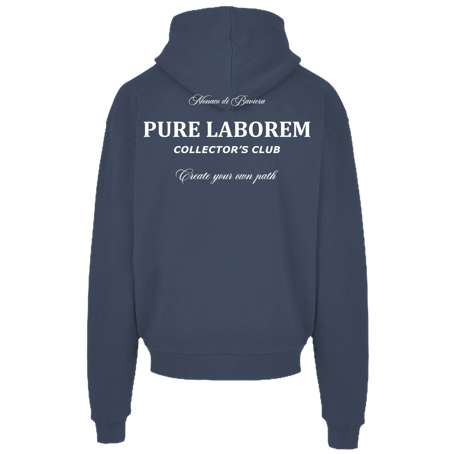 Collector Hoodie - White on Vintage Blue