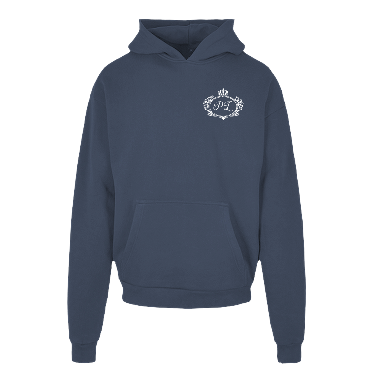 Crown Hoodie - White on Vintage Blue