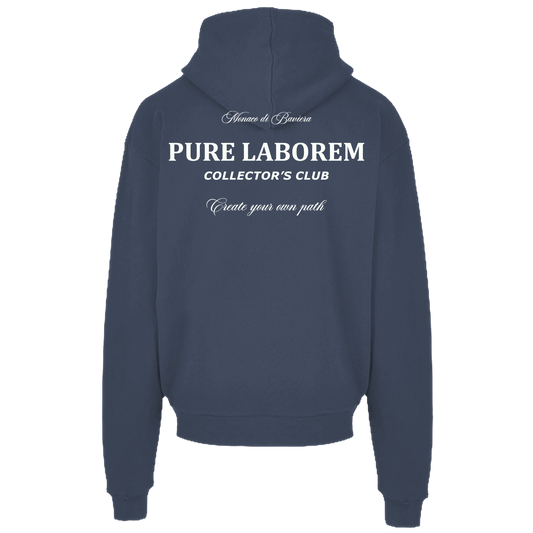 Collector Hoodie - White on Vintage Blue