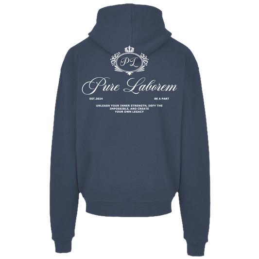 Crown Hoodie - White on Vintage Blue