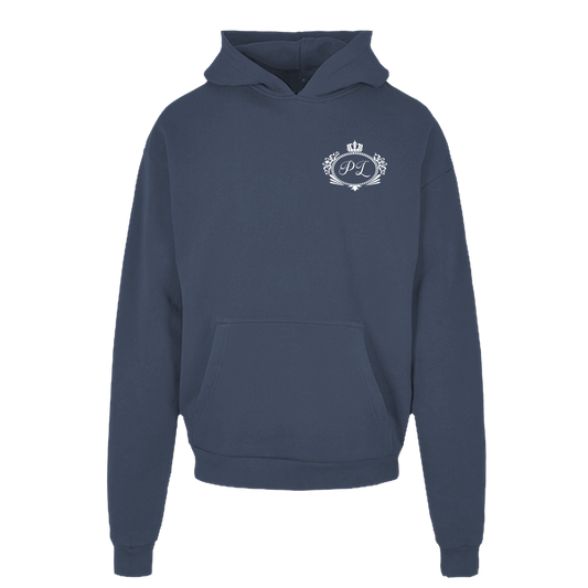 Crown Hoodie - White on Vintage Blue